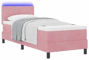 vidaXL Κρεβάτι με ελατήρια με στρώμα Ροζ 80 x 200 cm Βελούδο
