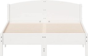 vidaXL Σκελετός Κρεβ. Χωρίς Στρώμα Λευκό 135x190 εκ Μασίφ Πεύκο