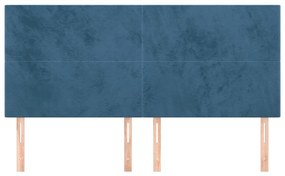 vidaXL Κεφαλάρια Κρεβατιού 4 τεμ.Σκούρο Μπλε 100x5x78/88 εκ. Βελούδινο