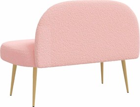 vidaXL Δερμάτινος Πάγκος με Πλάτη Ροζ 110 x 60 x 76 cm Μπουκλέ