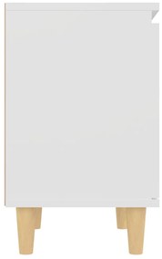 Κομοδίνo Λευκό 40 x 30 x 50 εκ. με Μασίφ Ξύλινα Πόδια 805815