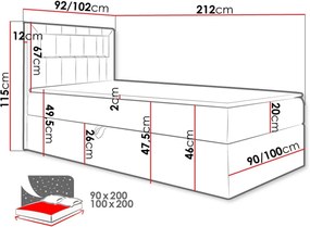 Επενδυμένο κρεβάτι Junior Gold I-Mple-90 x 200-Aristera