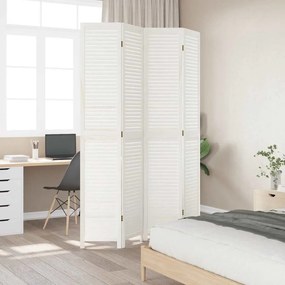 vidaXL Διαχωριστικό Χώρου με 4 Πάνελ Ρετρό Λευκό από Μασίφ Ξύλο Παυλώνιας