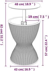 vidaXL Τραπέζι / Ψυγείο 3 σε 1 Μαύρο από Πολυπροπυλένιο