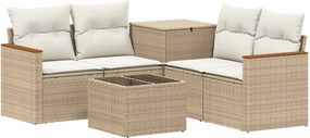vidaXL Σετ Καναπέ 6 τμχ. Μπεζ και Κρέμ 55 x 55 x 37 εκ