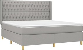 vidaXL Κρεβάτι Boxspring με Στρώμα &amp; LED Αν.Γκρι 180x200εκ. Υφασμάτινο