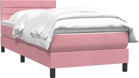 vidaXL Box Spring κρεβάτι με στρώμα ροζ 90x210 εκ. Βελούδινο