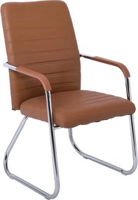COLLET Πολυθρόνα Γραφείου Επισκέπτη Μέταλλο Χρώμιο, Pu Καφέ   4τμχ