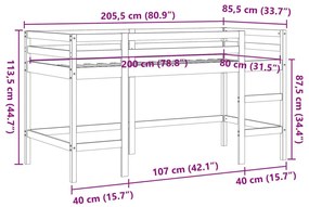 Κρεβάτι Παιδικό Υπερ. Σκάλα Καφέ 80x200εκ. Μασίφ Ξύλο Πεύκου - Καφέ