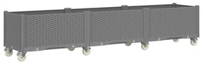 vidaXL Ζαρντινιέρα Κήπου με Ροδάκια Αν.Γκρι 240x50x54εκ Πολυπροπυλένιο