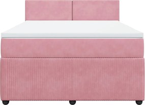 vidaXL Κρεβάτι Boxspring με Στρώμα Ροζ 140x200 εκ. Βελούδινο