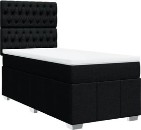 vidaXL Κρεβάτι Boxspring με Στρώμα Μαύρο 90x200 εκ. Υφασμάτινο