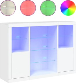 vidaXL Μπουφέδες με Φώτα LED 3 τεμ. Λευκοί από Επεξεργασμένο Ξύλο