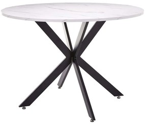 Τραπέζι Stockholm 02-0516 Φ110x75cm Marble Effect White-Black Melamine, Metal