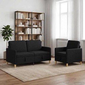 vidaXL Σαλονάκι Σετ Με Αποθηκευτικό Χώρο 2 pcs Μαύρο Πολυεστέρας