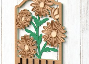 Intra απο ξύλο plywood 3mm-4mm πάχος - Daisy Key Holder Cut Laser Δίασταση 30x20 cm INTRAFABR-112380045