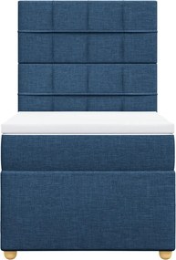 vidaXL Κρεβάτι Boxspring με Στρώμα Μπλε 90x190 εκ.Υφασμάτινο