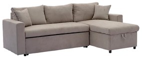 Γωνιακός καναπές-κρεβάτι αναστρέψιμος Lilian pakoworld ύφασμα μπεζ 225x148x81εκ