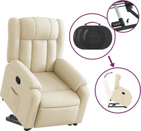 vidaXL Πολυθρόνα Ανακλινόμενη με Ανύψωση Κρεμ Υφασμάτινη