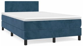 vidaXL Κρεβάτι Boxspring με Στρώμα Σκούρο Μπλε 120x190 εκ. Βελούδινο