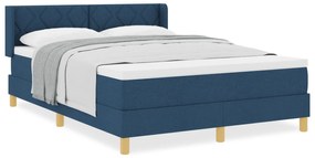 vidaXL Μπλε Κρεβάτι Box Spring με Στρώμα - 160 x 200 εκ - Ύφασμα