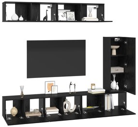 vidaXL Σετ Καθισμάτων Τηλεόρασης 6 pcs Μαύρη Δρυς 30.5 x 30 x 90 cm