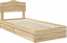 vidaXL Κρεβάτι Αποθήκης Δρύς Sonoma 100 x 200 cm Επεξεργασμένο ξύλο