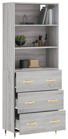 vidaXL Ντουλάπι Γκρι Sonoma 69,5 x 34 x 180 εκ. Επεξεργασμένο Ξύλο