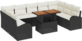 vidaXL Σετ Καναπέ Κήπου με μαξιλάρι 10 pcs Μαύρο και κρεμ