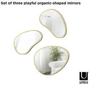 Σετ 3 καθρέπτες Umbra Hubba Pebble Brass (2x20x28)+(1x31x26)