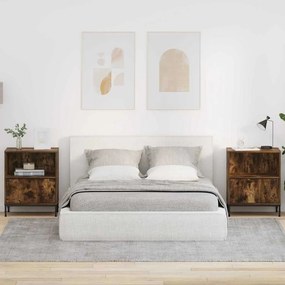 vidaXL Κομοδίνο 2 τμχ. Καπνιστή δρυς 49 x 36 x 61 εκ