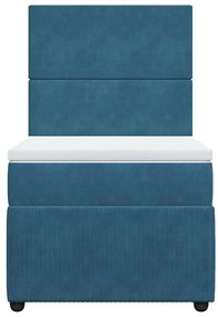 vidaXL Κρεβάτι Boxspring με Στρώμα Μπλε 90x200 εκ. Βελούδινο