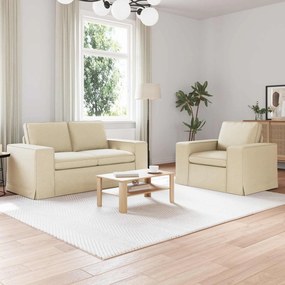 vidaXL Σετ Καναπέ 2 pcs Κρεμ 162 x 80 x 82 εκ ύφασμα