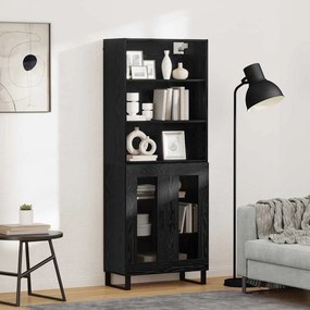 vidaXL Highboard 2 pcs Μαύρη Οξυά Επεξεργασμένο ξύλο