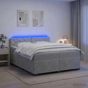vidaXL Κρεβάτι Box Spring με Στρώμα και LED Ανοιχτό γκρι 200 x 200 cm