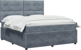 vidaXL Κρεβάτι box spring με στρώμα Σκούρο Γκρι 140 x 190 cm Βελούδο