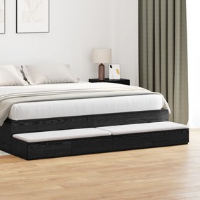 vidaXL Σκούρα Συρτάρια Κρεβατιού 180x36,5x16,5 εκ. Ξύλο Επενδεδυμένο