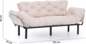 Τριθέσιος Καναπές Κρεβάτι Κρέμ NITTA 70x185x85