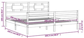 Πλαίσιο Κρεβατιού με Κεφαλάρι Μαύρο 200x200 εκ. Μασίφ Ξύλο - Μαύρο