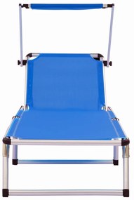 312457  FOLDING SUN LOUNGERS WITH ROOF 2 PCS ALUMINIUM&amp;TEXTILENE BLUE 312457