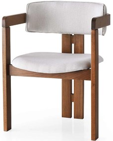 Καρέκλα Co 974NMB1709 58x49x76cm Walnut-Cream Βελούδο, Ξύλο