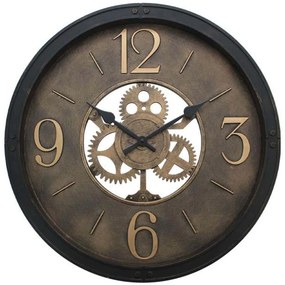 Ρολόι Τοίχου 280-125-040 60x60x5cm Black-Bronze Πλαστικό, Γυαλί