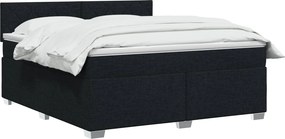 vidaXL Κρεβάτι box spring με στρώμα Μαύρο 160 x 200 cm Ύφασμα