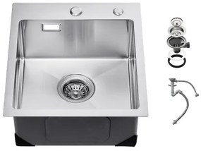 VEVOR 40cm Kitchen Sink Top Mount Single Bowl Drop-In Basin Stainless Steel Bar
