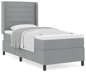 vidaXL κουβέρτα Box Spring με στρώμα  Γκρι ανοιχτό 100x200 εκ. ύφασμα