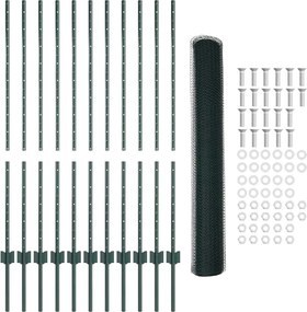 vidaXL Εξωτερική εξάγωνη περίφραξη με στήλη 25 x 1,2 μ Πράσινο Δίχτυ