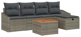 vidaXL Σετ Καναπέ Κήπου με μαξιλάρι 6 pcs Γκρι Πολυ ράταν