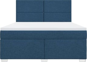 vidaXL Κρεβάτι Boxspring με Στρώμα Μπλε 180x200 εκ. Υφασμάτινο