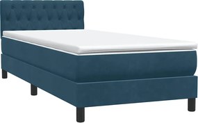 vidaXL Κρεβάτι Boxspring με Στρώμα Σκούρο Μπλε 80x220 εκ. Βελούδινο