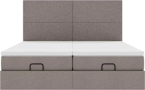 vidaXL Οθωμανικό κρεβάτι με στρώματα Taupe 200x200cm ύφασμα